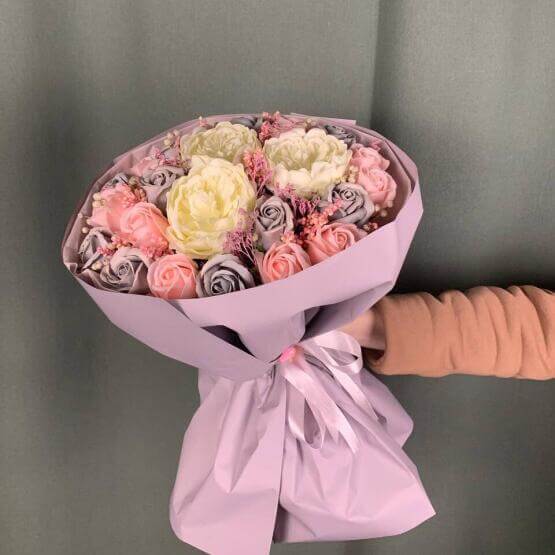 Букет из мыльных цветов «Пудровая дымка»