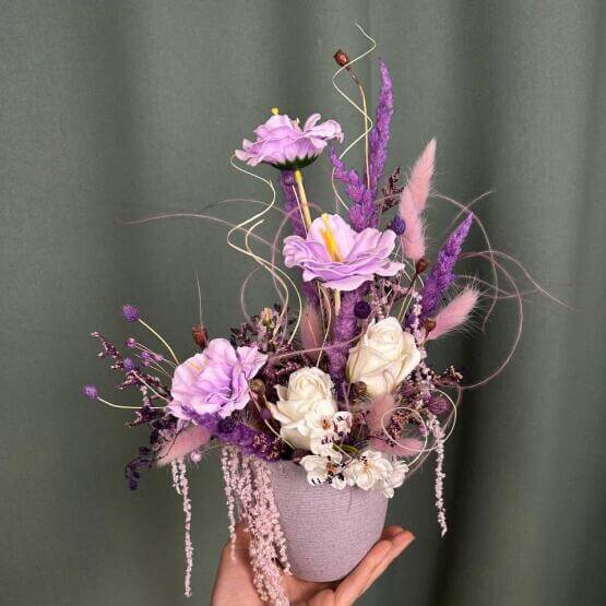 "Лиловый рассвет " композиция из мыла и сухоцветов