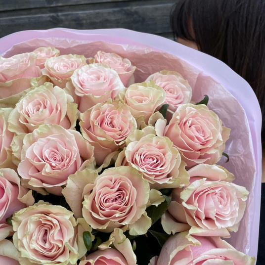 25 нежно-розовых роз
