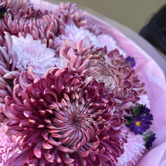 "Спелый виноград" Букет с Хризантемой Бигуди