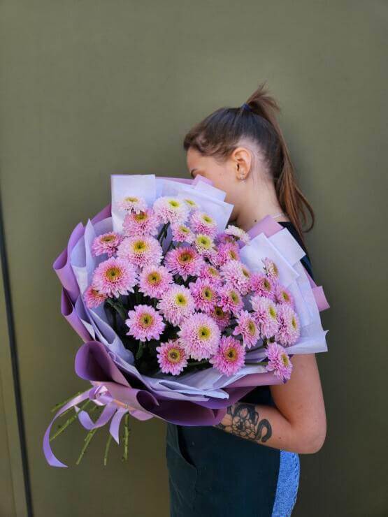 Моно букет хризантем "Пуговки"